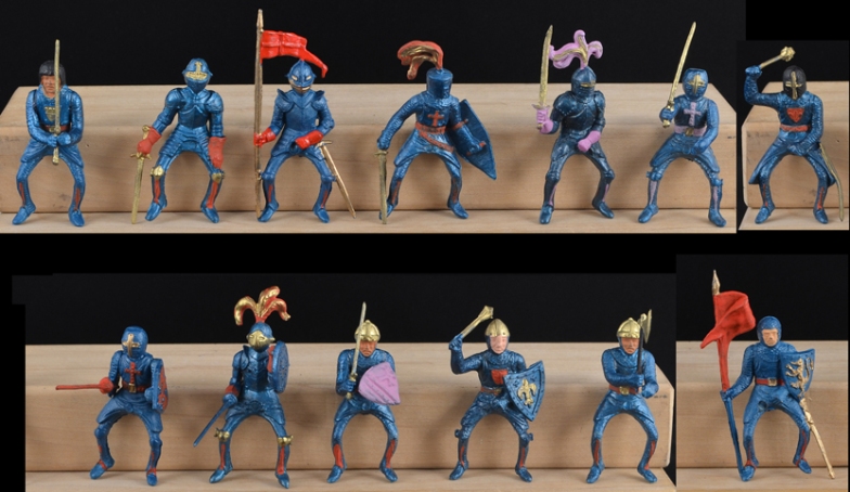60mm Painted Starlux Blue Knights Set of 6 Knights in 2 poses